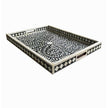 Side view of the Black Bone Inlaid Rectangular Tray with Floral Design 2