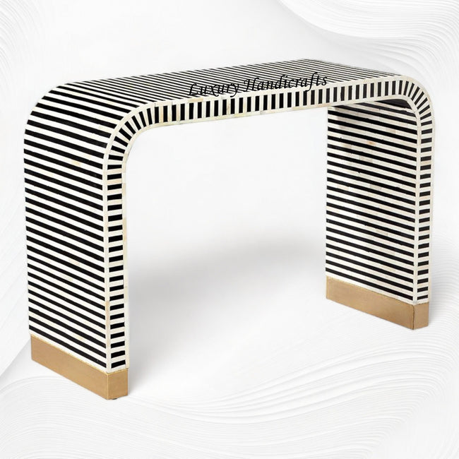 Waterfall Bone Inlay Console Table Black 1