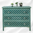 Bone Inlay Chest of 3 Drawers Star Design Green 2