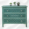 Bone Inlay Chest of 3 Drawers Star Design Green 2