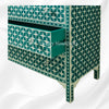 Bone Inlay Chest of 3 Drawers Star Design Green 3