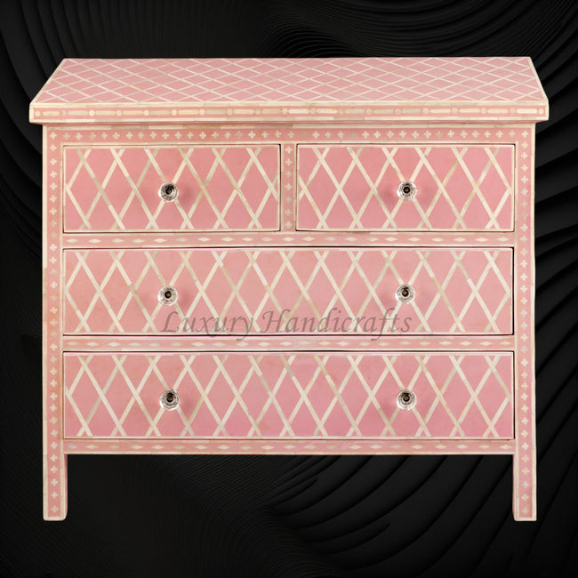 Bone Inlay Chest of Four Drawer Diamond Pink 1