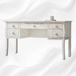 Bone Inlay Curved 5 Drawer Floral Desk White 2