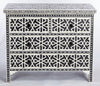 Black Bone Inlay Chest Of 4 Drawer Star Geometrical Design 1