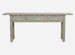 Bone Inlay 3 Drawer Long Edges Console Chevron 2