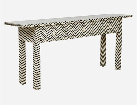 Bone Inlay 3 Drawer Long Edges Console Chevron 3