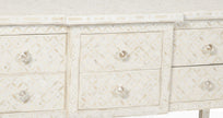 Bone Inlay 6 Drawer Console Table Geometric Design 2