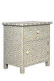 Bone Inlay Geometric Bedside 1 Drawer 1 Door Grey 3