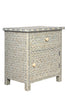 Bone Inlay Geometric Bedside 1 Drawer 1 Door Grey 3