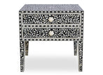 Classic look of the Black Bone Inlay 2-Drawer Bedside Table with Long Legs 2