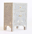 Bone Inlay Floral One Drawer Two Door Bedside Table Grey 2