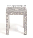 Grey Bone Inlay Floral Side Table 2