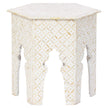 Bone Inlay Geometric Design Hexagonal Table White 1