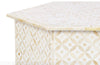 Bone Inlay Geometric Design Hexagonal Table White 3