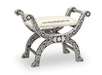 Bone Inlay Jenny Stool Floral Design Black 3