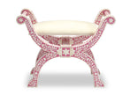 Bone Inlay Jenny Stool Floral Design Pink 2