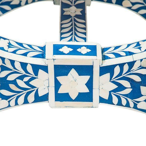 Bone Inlay Jenny Stool Floral Design Blue 2