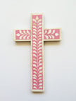 Bone Inlay Leaf Cross Pink 