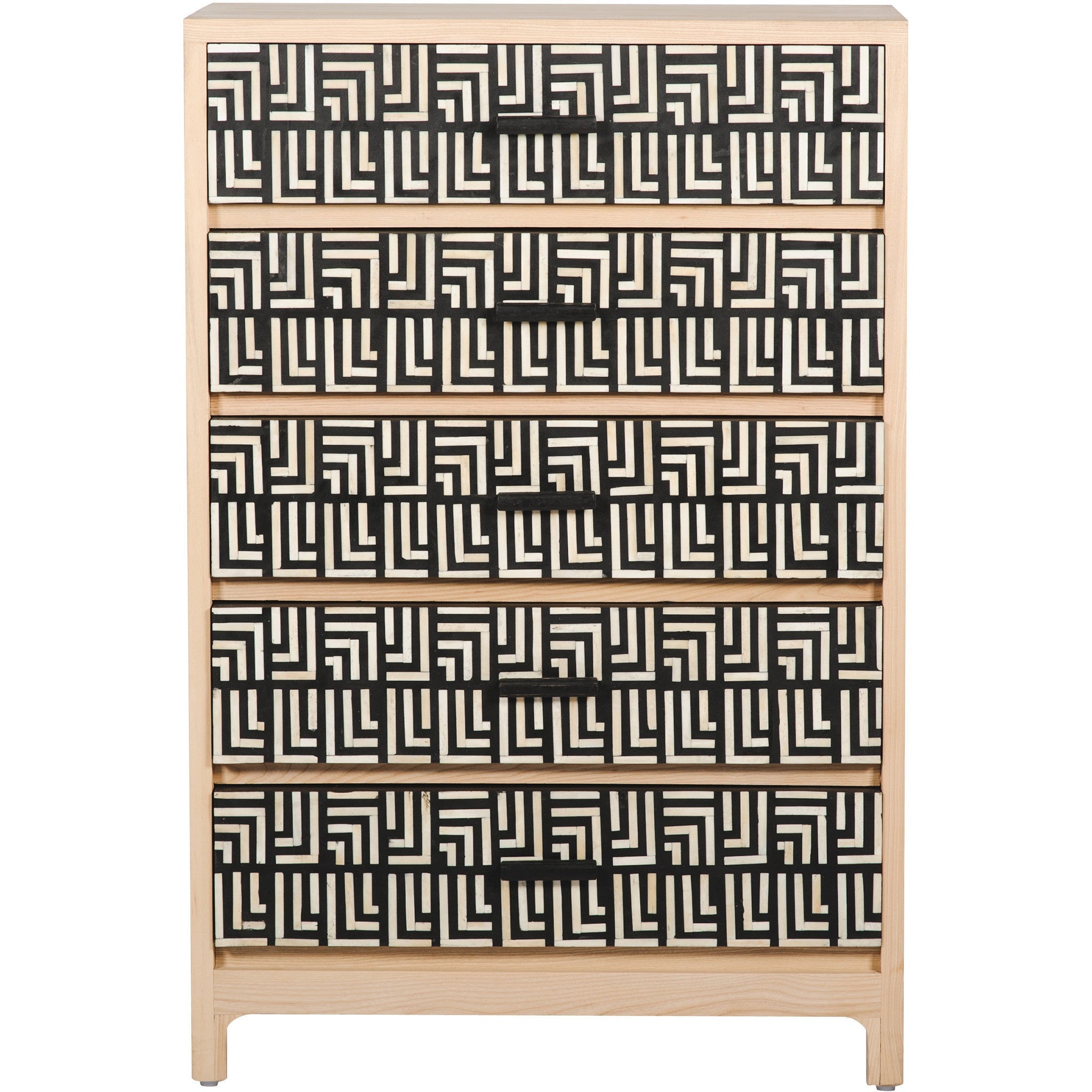 Bone Inlay Pattern Bone Inlay Pattern 5 Drawer Chest Black – Lakecity Handicrafts