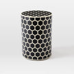 Bone Inlay Round Stool Honeycomb Design Black 1