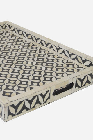 Black Bone Inlay Tray In Geometric Design Black 3