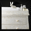 Bone Inlay Curved 3 Drawer Floral Dresser White with Topper 3