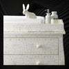 Bone Inlay Curved 3 Drawer Floral Dresser White with Topper 3