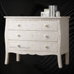 Bone Inlay Curved 3 Drawer Floral Dresser White 2
