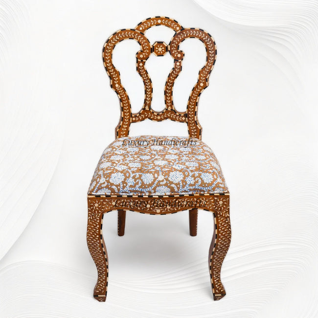 Bone Inlaid Teakwood Flower Chair Brown 1