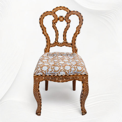 Bone Inlaid Teakwood Flower Chair Brown 1