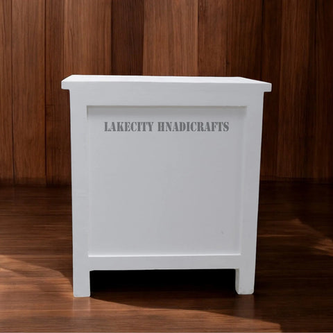 Bone Inlay Quote Design 1 Drawer 1 Door Side Cabinet White