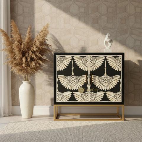 Bone Inlay Swan Cabinet