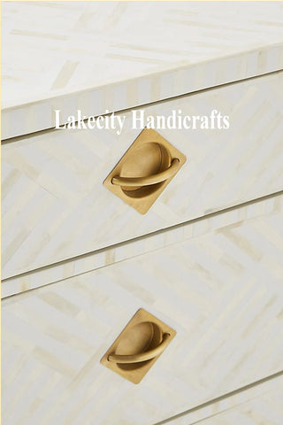 Optical Bone Inlay 3 Drawer Chest White