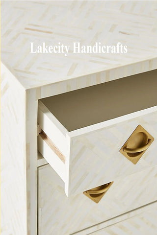 Optical Bone Inlay 3 Drawer Chest White