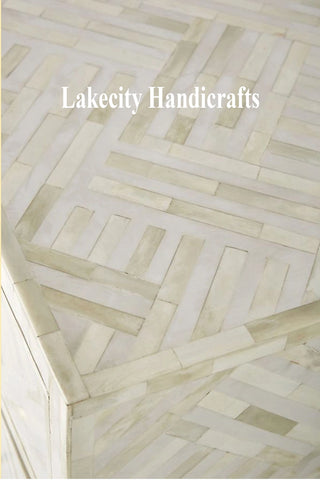 Optical Bone Inlay 3 Drawer Chest White