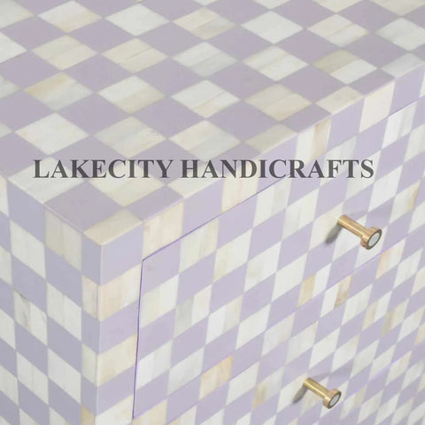 Bone Inlay Checkerboard Design 4 Drawers Dresser Table | Entryway Chest Of Drawers