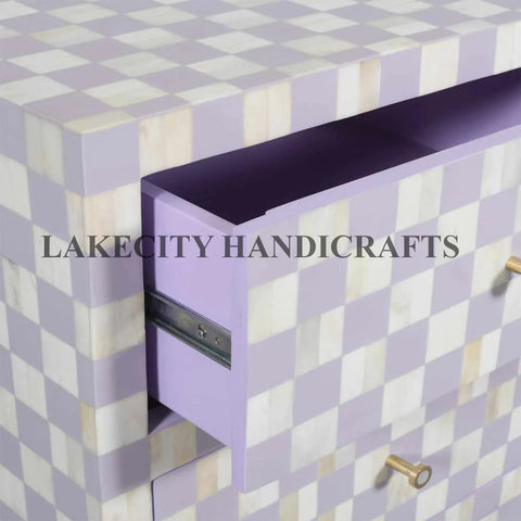 Bone Inlay Checkerboard Design 4 Drawers Dresser Table | Entryway Chest Of Drawers