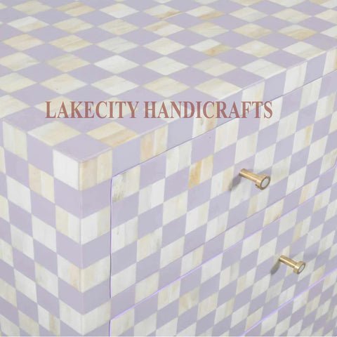 Bone Inlay Checkerboard Design 7 Drawers Dresser Table | Bone Inlay Checkerboard Design 7 Drawers Chest