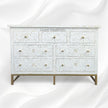 Bone Inlay Floral Chest of 7 Drawers Iron White 5