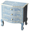 Bone Inlay Accent Chest Three Drawer Curved Leg Blue 1