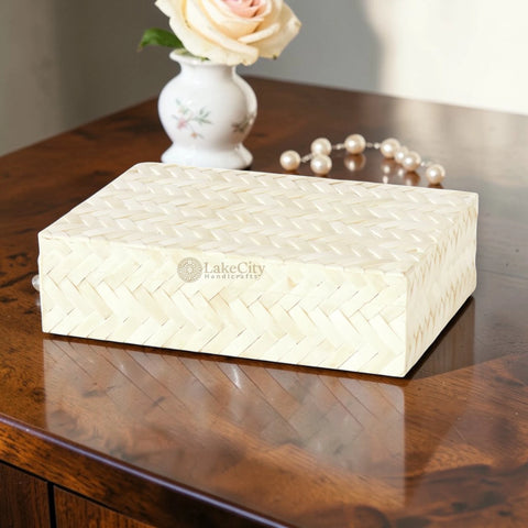 Bone Inlay Anna Herring Box Large White