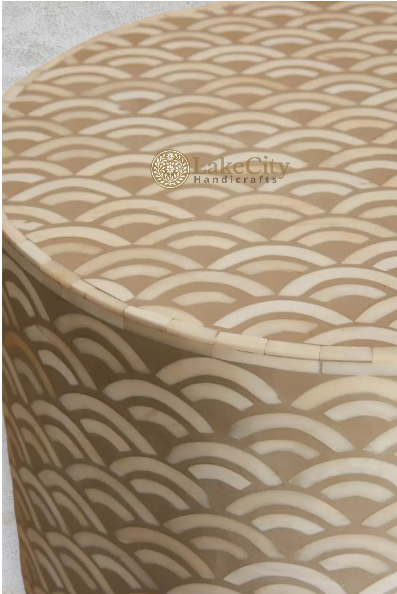 Bone Inlay Arc Design End Table Brown | Bone Inlay Arc Design Side Table Brown