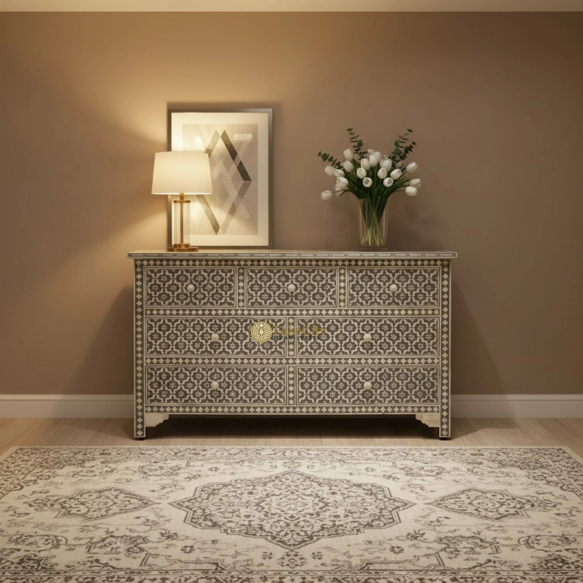 Grey Bone Inlay Arctic Chest Of 7 Drawers