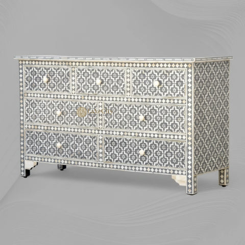 Grey Bone Inlay Arctic Chest Of 7 Drawers
