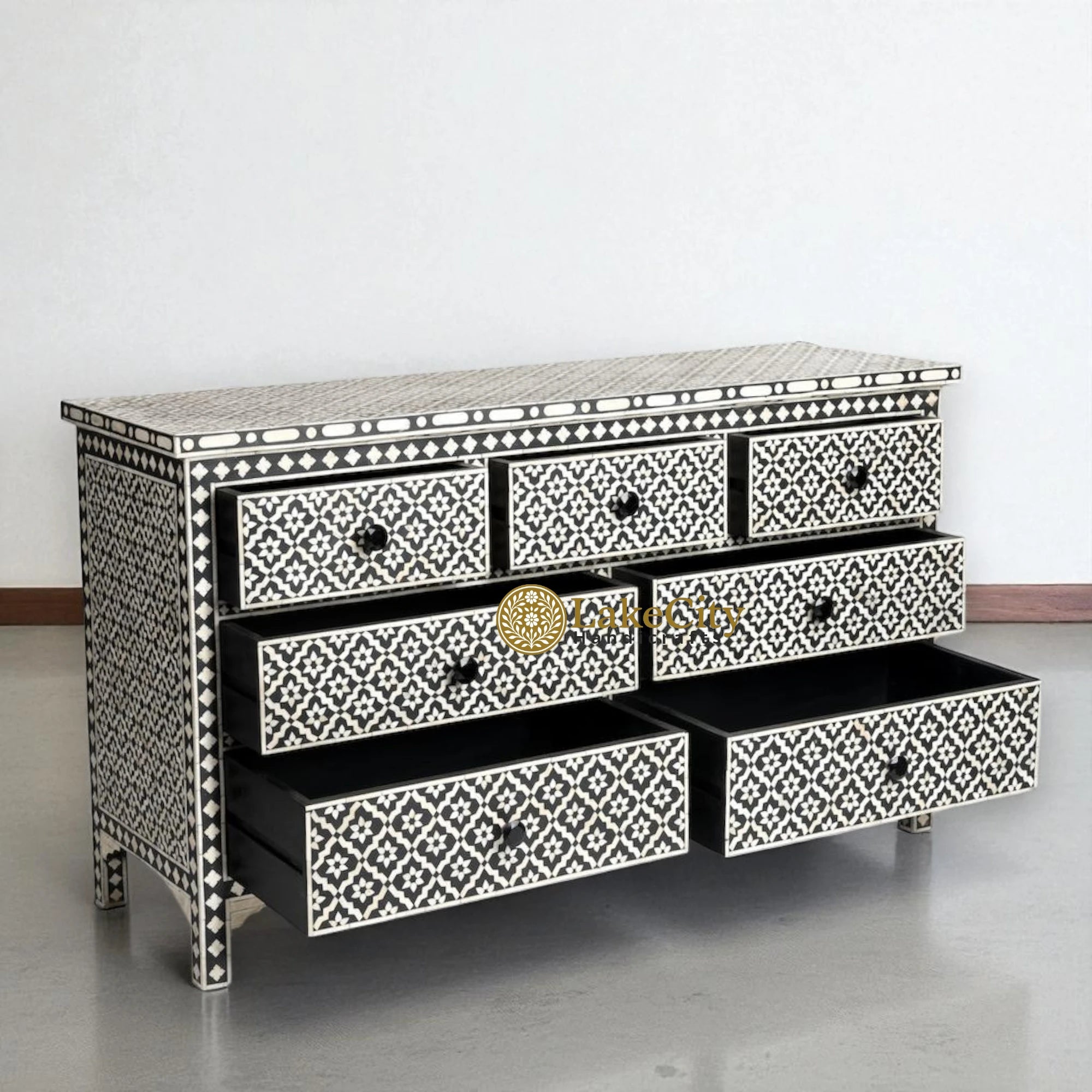 Bone Inlay Arctic Design 7 Drawers Chest | Bone Inlay Arctic Design 7 Drawers Dresser Table