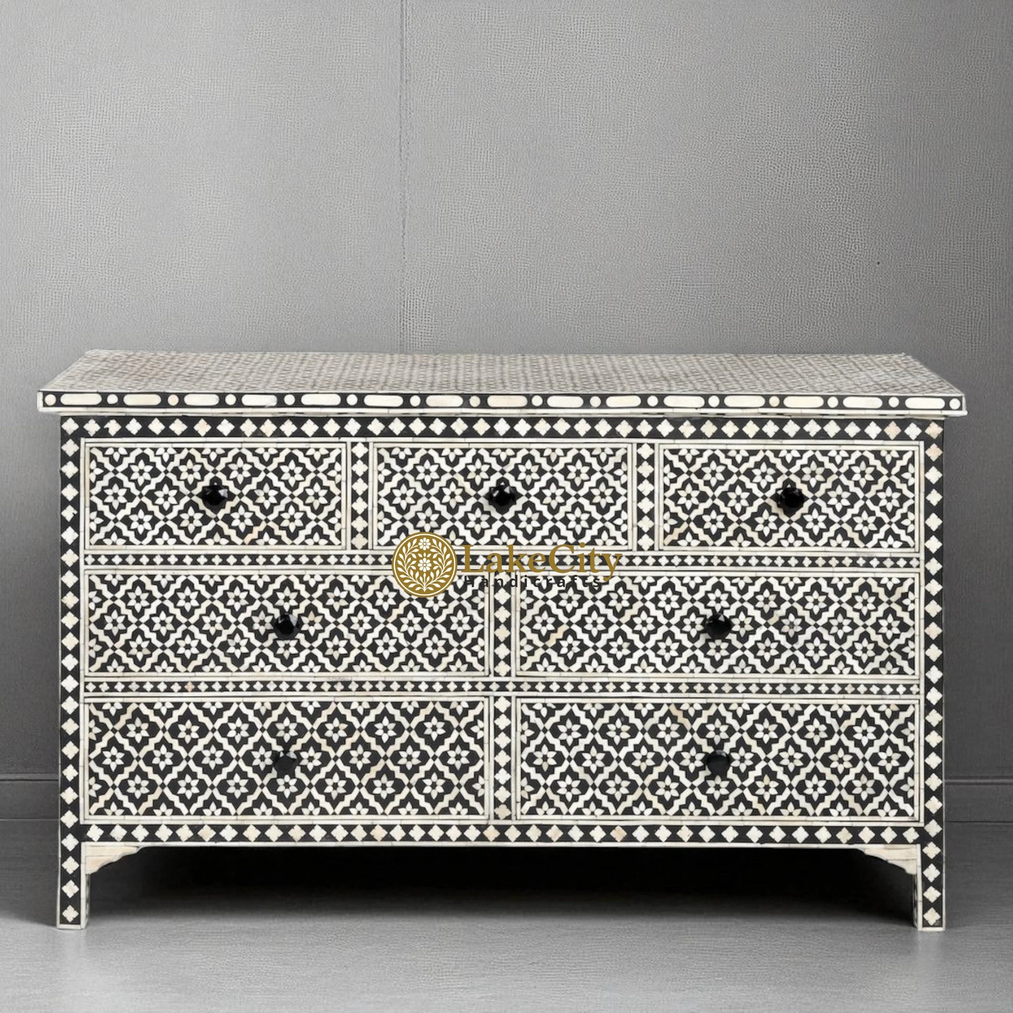 Bone Inlay Arctic Design 7 Drawers Chest | Bone Inlay Arctic Design 7 Drawers Dresser Table