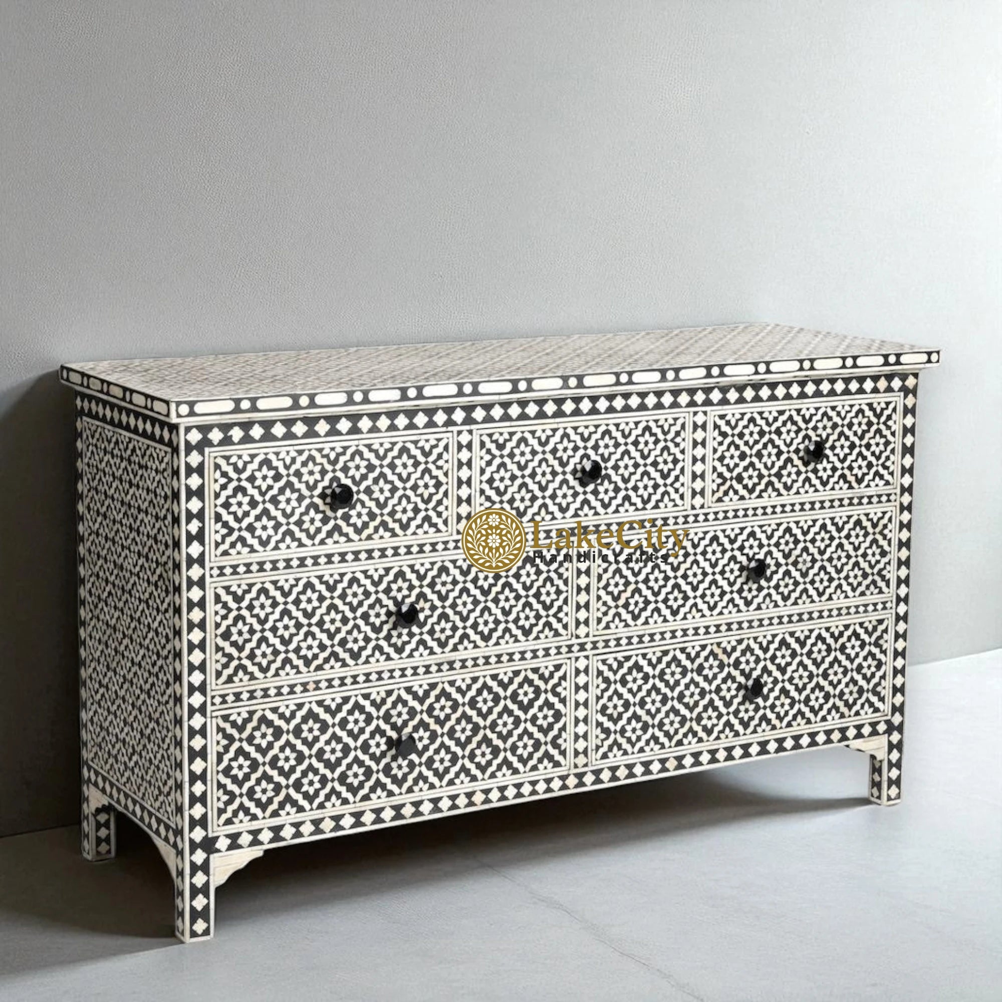 Bone Inlay Arctic Design 7 Drawers Chest | Bone Inlay Arctic Design 7 Drawers Dresser Table