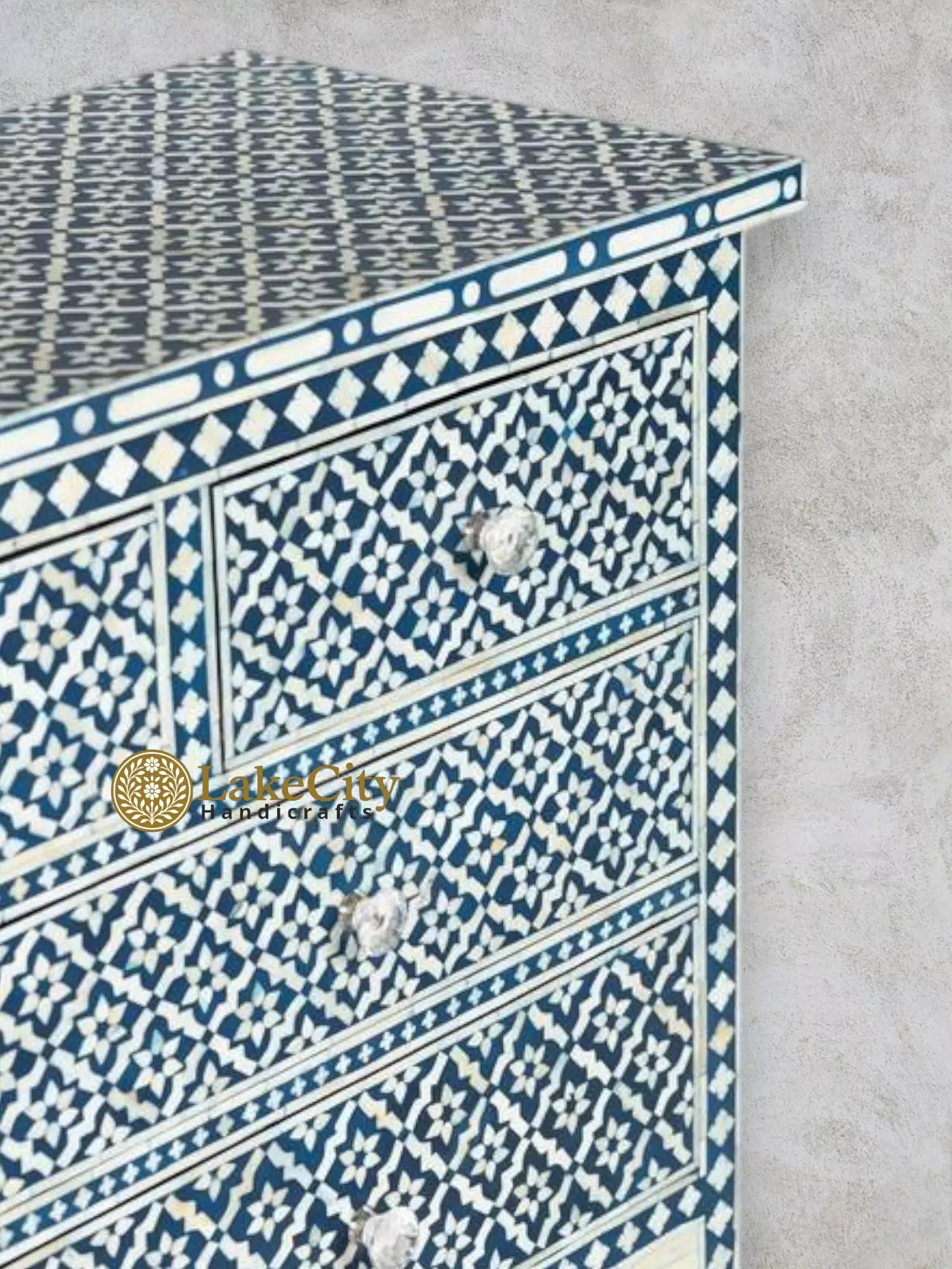 Bone Inlay Arctic Design 7 Drawers Chest | Bone Inlay Arctic Design 7 Drawers Dresser Table