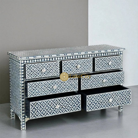 Bone Inlay Arctic Design 7 Drawers Chest | Bone Inlay Arctic Design 7 Drawers Dresser Table
