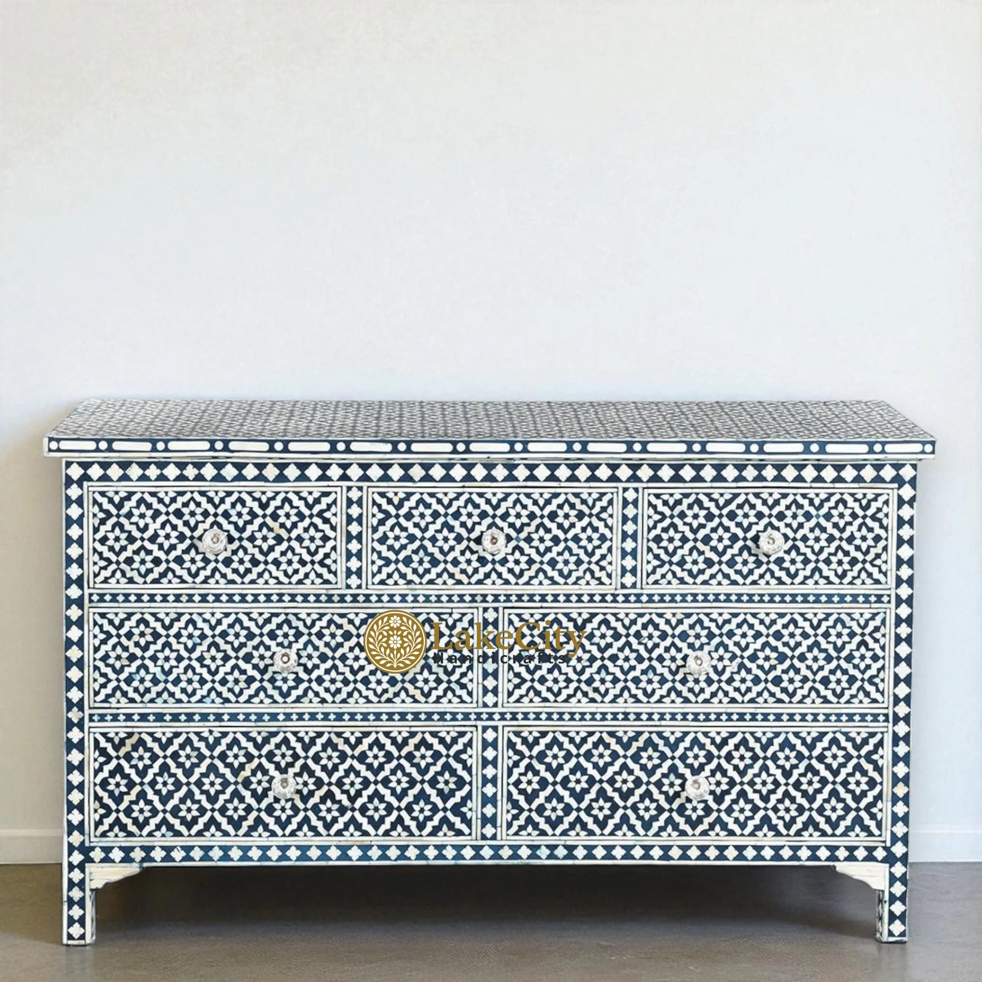 Bone Inlay Arctic Design 7 Drawers Chest | Bone Inlay Arctic Design 7 Drawers Dresser Table